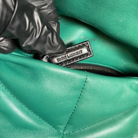 Saint Laurent Lambskin Quilted Small Loulou Puffer Chain Satchel Green Field - Picture 12 of 16